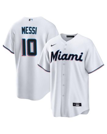 Lionel Messi Miami Marlins Baseball Cool Base Jersey - Stitched Men Jersey - White
