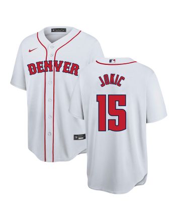 Nikola Jokić 15 Denver Nuggets x Boston Red Sox Baseball Men Jersey - White