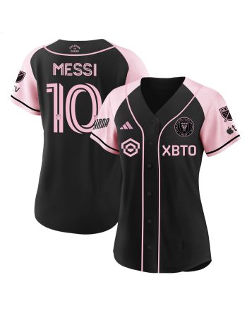 Lionel Messi Inter Miami Baseball Cool Base Women Jersey - Stitched - Black Pink