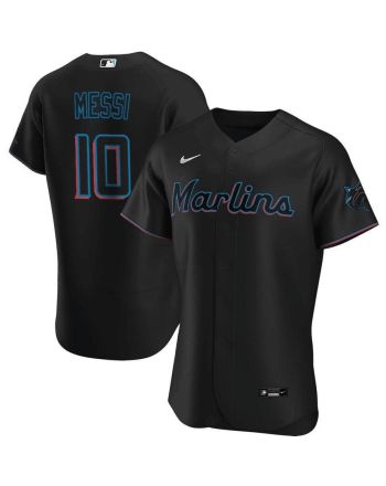Lionel Messi Miami Marlins Baseball Cool Base Elite Jersey - Stitched Men Jersey - Black