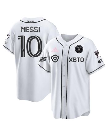 Lionel Messi Inter Miami Baseball Cool Base Jersey - Stitched Men Jersey - White